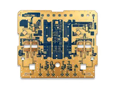 High-frequency RF PCB built on low-loss substrate with gold-plated transmission lines
